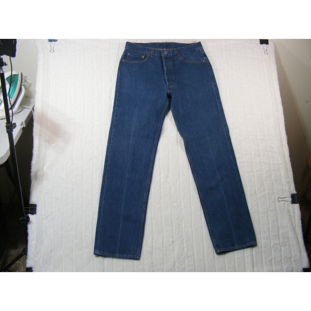 Levi's 501 Button Fly Jeans Mens 32x42 Blue Excellent Straight Leg Denim